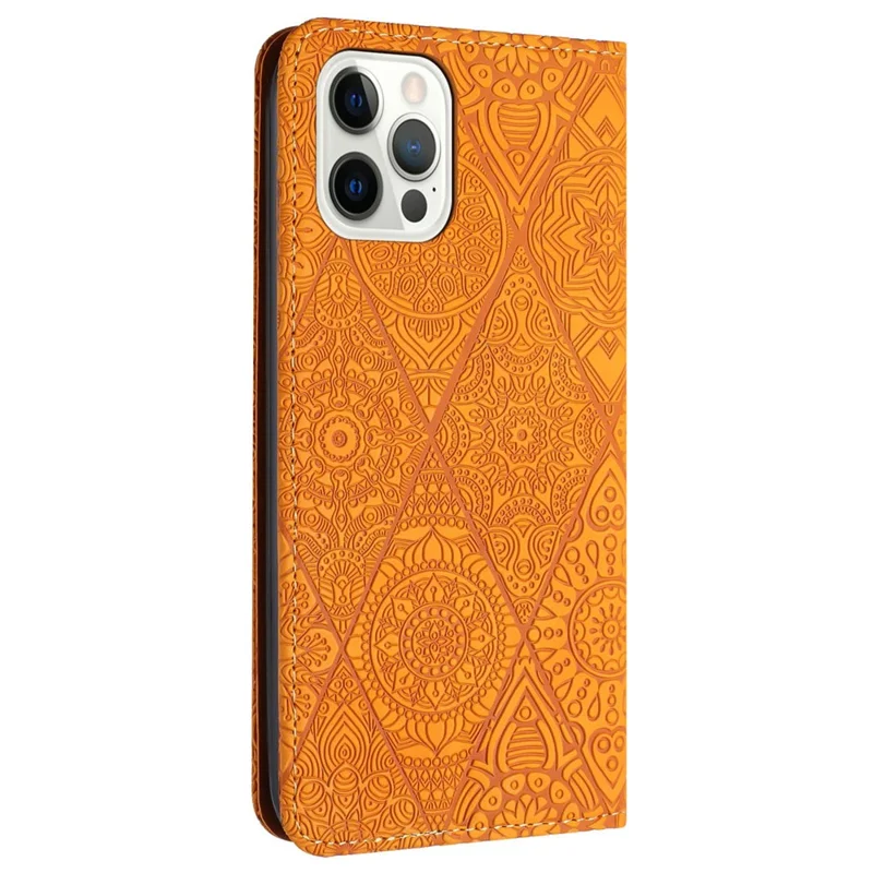 Para Iphone 16 Pro Case Imprimido Flower Wallet Stand Cover Telephone - Amarillo