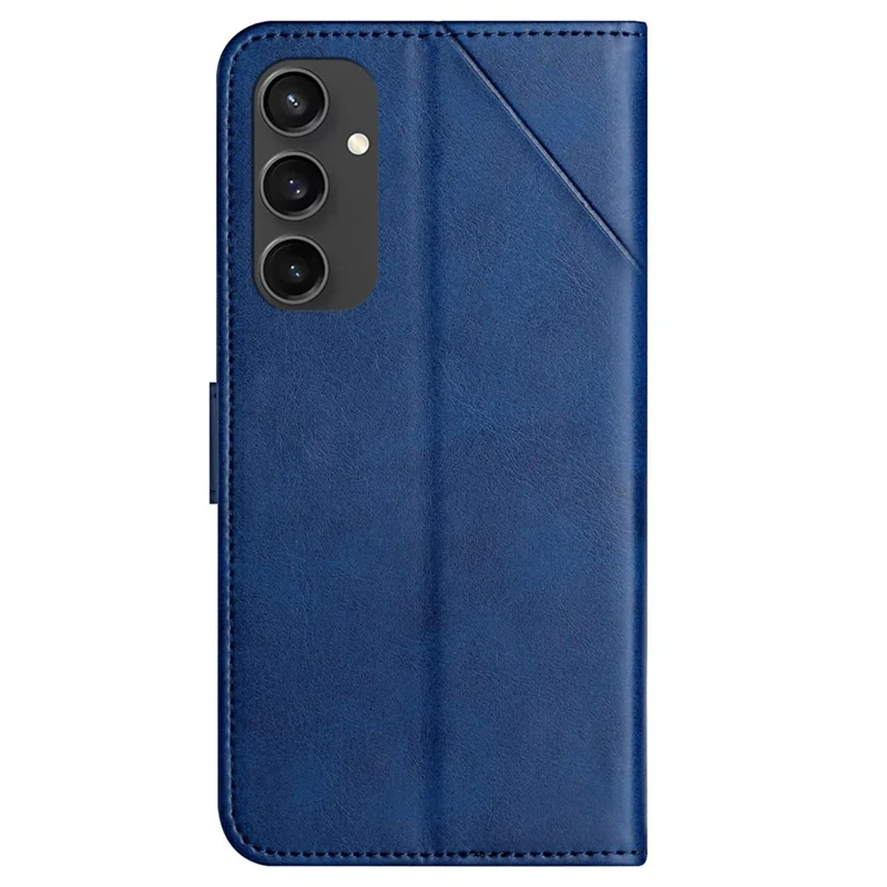 For Samsung Galaxy S24 FE Leather Case Line Pattern Wallet Phone Cover - Blue