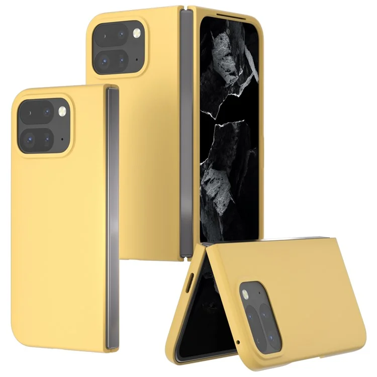 ABEEL Для Google Pixel 9 Pro Fold 5G Чехол Жесткий ПК Защитный чехол для телефона Кожа Ощущение касания - Желтый