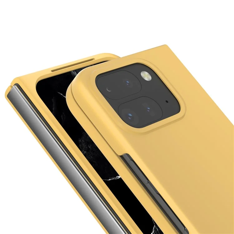 ABEEL Для Google Pixel 9 Pro Fold 5G Чехол Жесткий ПК Защитный чехол для телефона Кожа Ощущение касания - Желтый