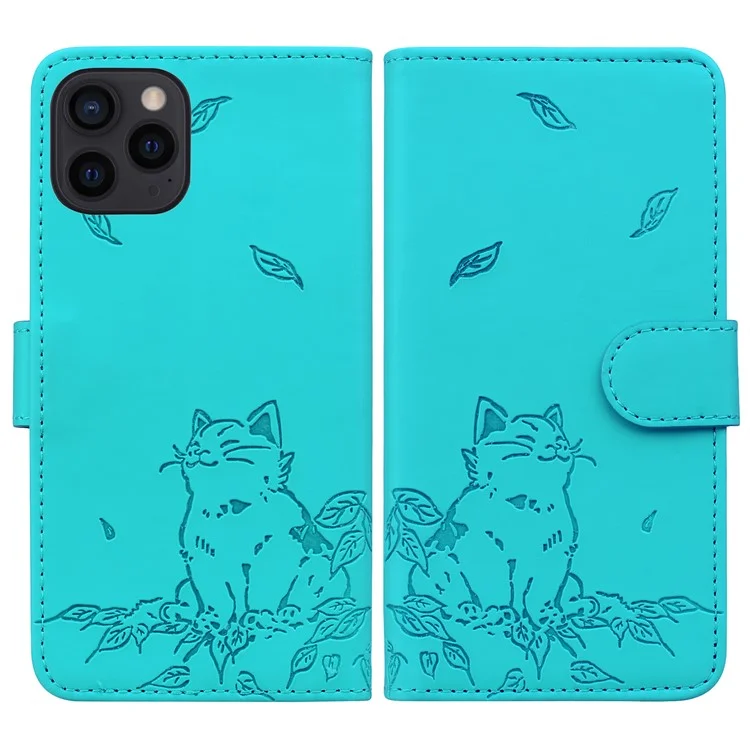 Para Iphone 15 Pro Case Wallet Cat Pattern Pattern Cheather Telepho - Lago Blue