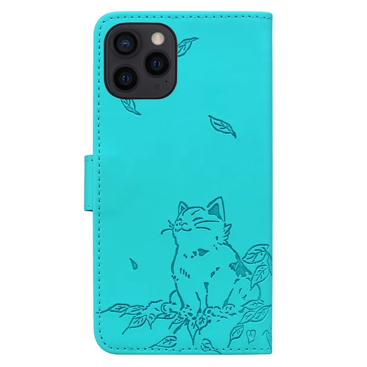 Para Iphone 15 Pro Case Wallet Cat Pattern Pattern Cheather Telepho - Lago Blue