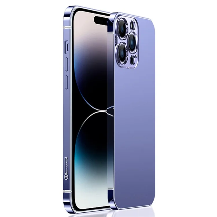 Im-chen Slim Hülle Für Iphone 14 Pro Max Schockdelie-telefon Hülle Anti-drop-pc Back Edelstahl Frame Phone Protector - Violett