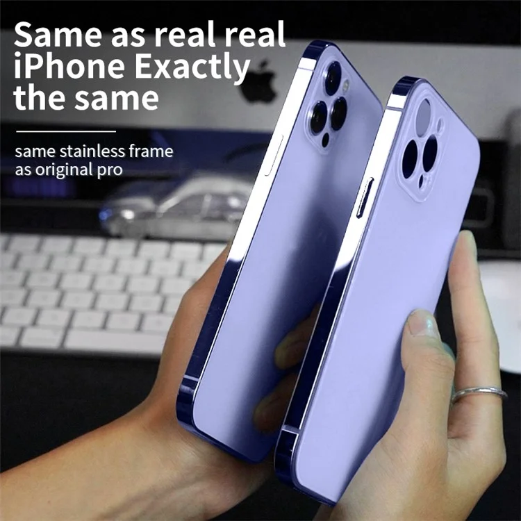 Im-chen Slim Hülle Für Iphone 14 Pro Max Schockdelie-telefon Hülle Anti-drop-pc Back Edelstahl Frame Phone Protector - Violett