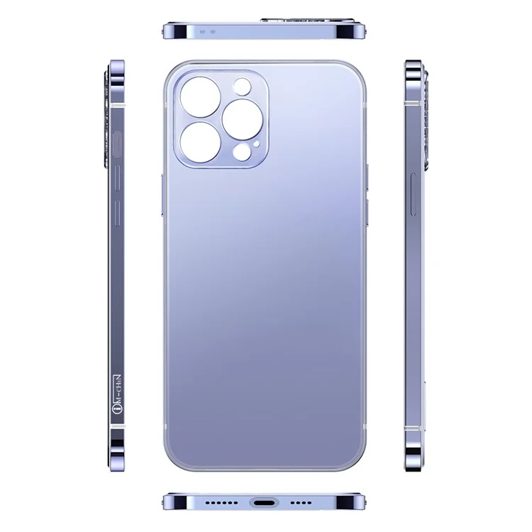 Im-chen Slim Hülle Für Iphone 14 Pro Max Schockdelie-telefon Hülle Anti-drop-pc Back Edelstahl Frame Phone Protector - Violett