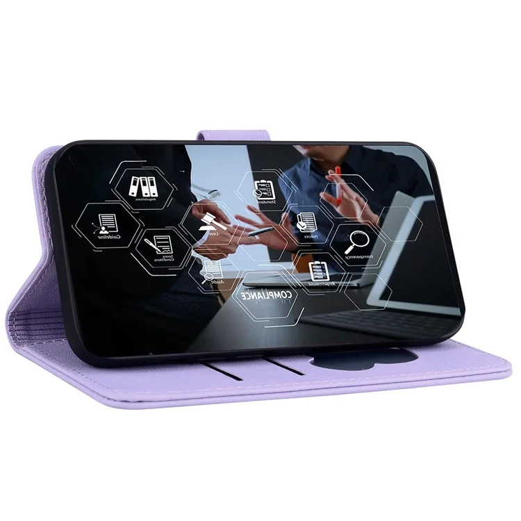 For Xiaomi Poco X6 5G / Redmi Note 13 Pro 5G Case Wallet Cat Pattern Imprinted Leather Phone Cover - Purple