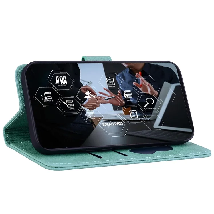 Für Xiaomi Redmi K70 Ultra Case Wallet Cat Muster Eingeprägter Leder -telefonabdeckung - Grün