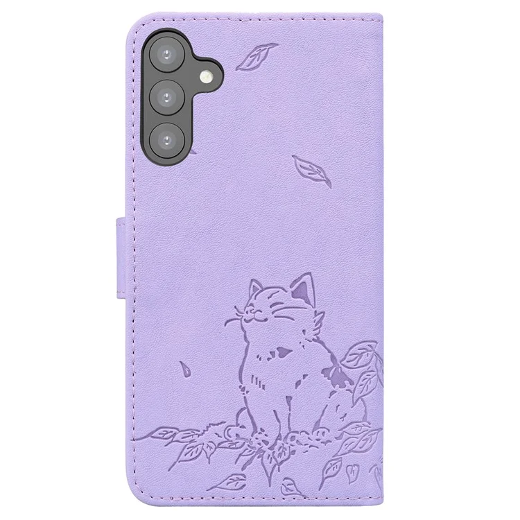Für Samsung Galaxy S24 fe Case Wallet Cat Muster Gedruckter Leder -telefonabdeckung - Lila