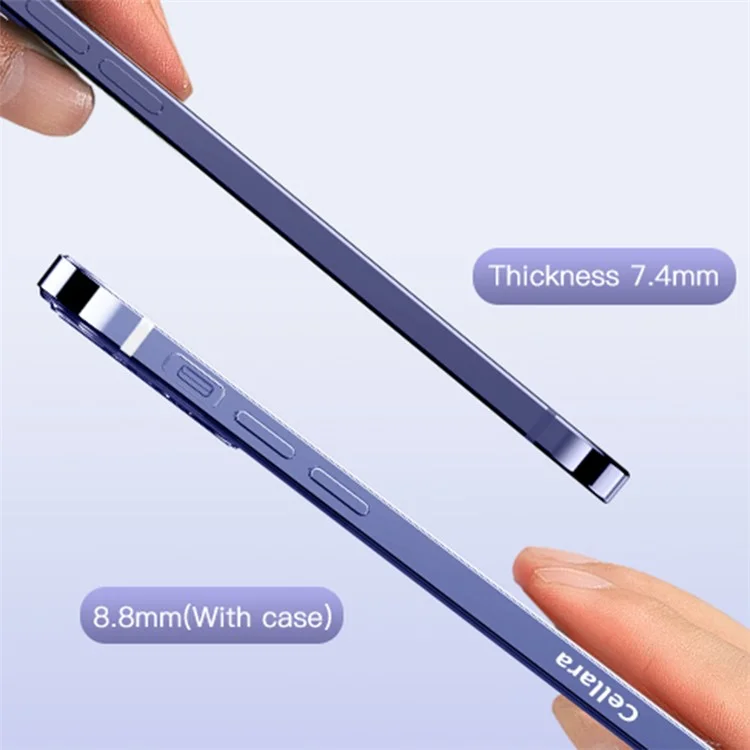 IM-CHEN Shockproof Case for iPhone 14 Slim Anti-Scratch Phone Case PC Back Stainless-Steel Frame Phone Protector - Purple