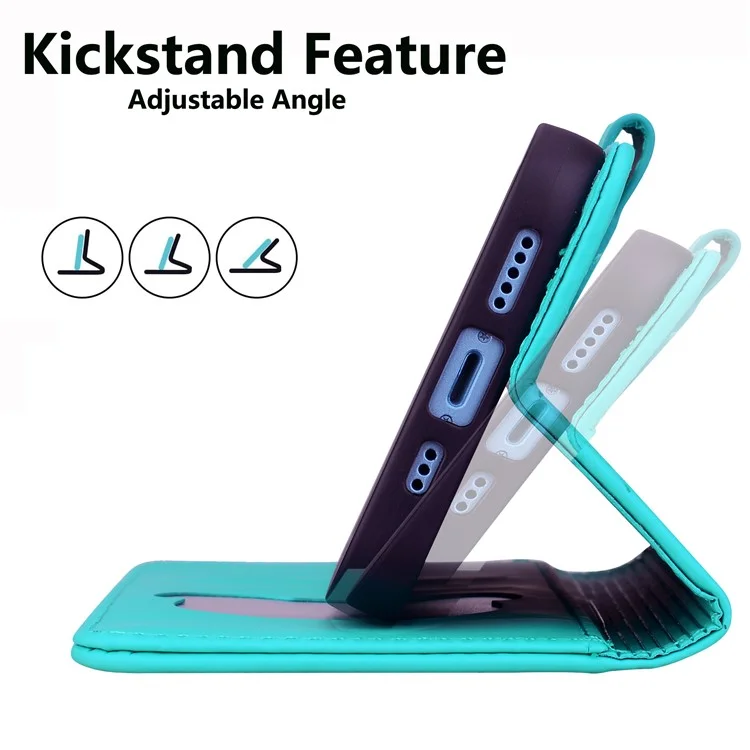 Für Samsung Galaxy S23 Case Wallet Cat Muster Gedruckter Leder -telefonabdeckung - Seeblau