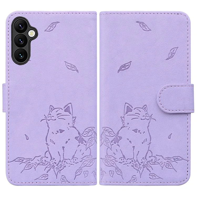 Per Samsung Galaxy A55 Case da Portafoglio da 5G Copertina di Telefono in Pelle Exprinted - Viola