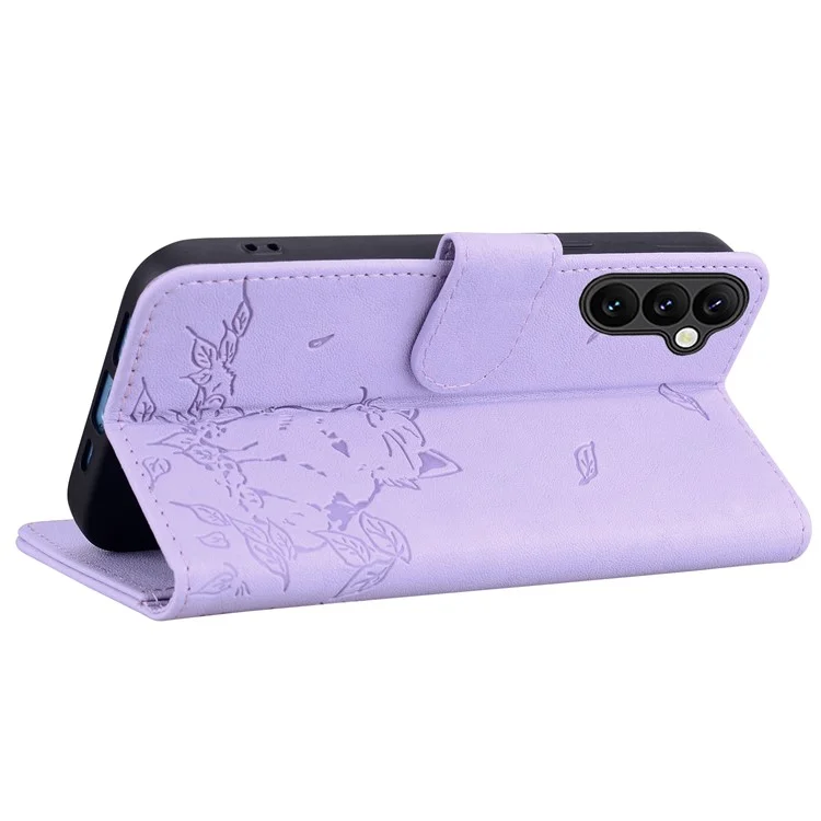 Per Samsung Galaxy A55 Case da Portafoglio da 5G Copertina di Telefono in Pelle Exprinted - Viola