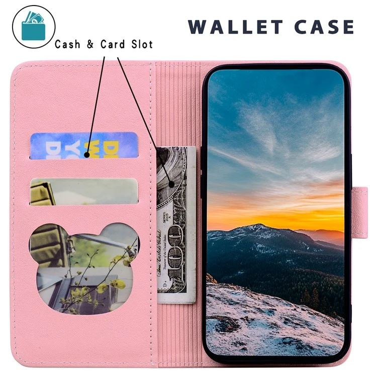 Für Samsung Galaxy A25 5G (global) (161,0 X 76,5 X 8,3 Mm) Case Wallet Cat -muster Eingeprägter Leder Telefonabdeckung - Rosa
