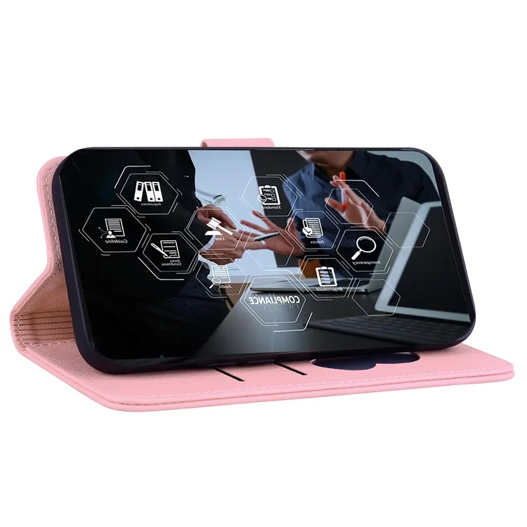 Für Samsung Galaxy A25 5G (global) (161,0 X 76,5 X 8,3 Mm) Case Wallet Cat -muster Eingeprägter Leder Telefonabdeckung - Rosa