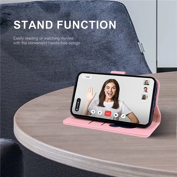 Für Samsung Galaxy A25 5G (global) (161,0 X 76,5 X 8,3 Mm) Case Wallet Cat -muster Eingeprägter Leder Telefonabdeckung - Rosa