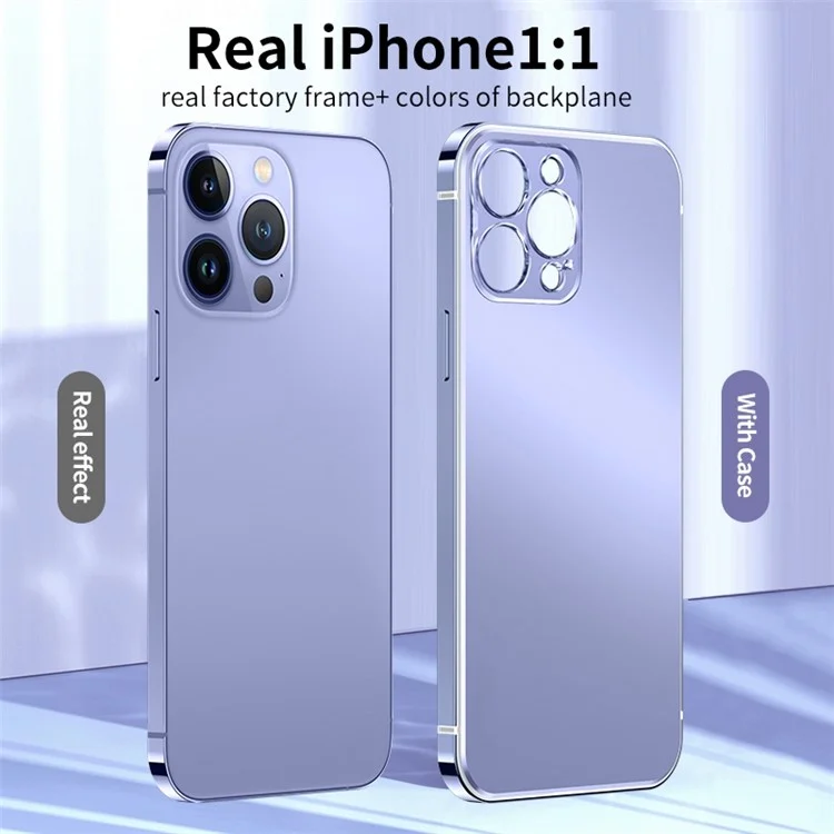 IM-CHEN Anti-Fall Phone Case for iPhone 13 Pro 6.1 inch Shockproof Case PC Back Stainless-Steel Frame Phone Slim Cover - Silver