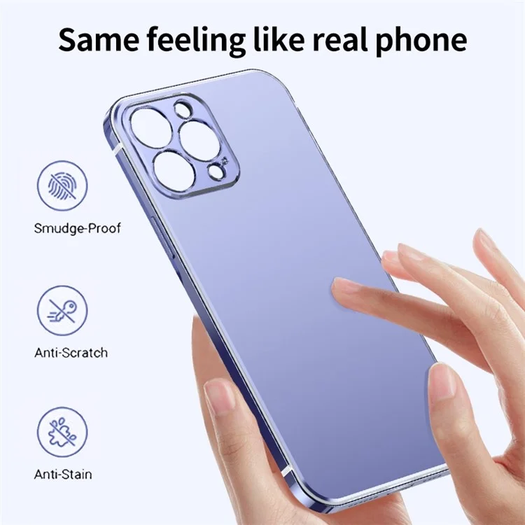 IM-CHEN Anti-Fall Phone Case for iPhone 13 Pro 6.1 inch Shockproof Case PC Back Stainless-Steel Frame Phone Slim Cover - Silver
