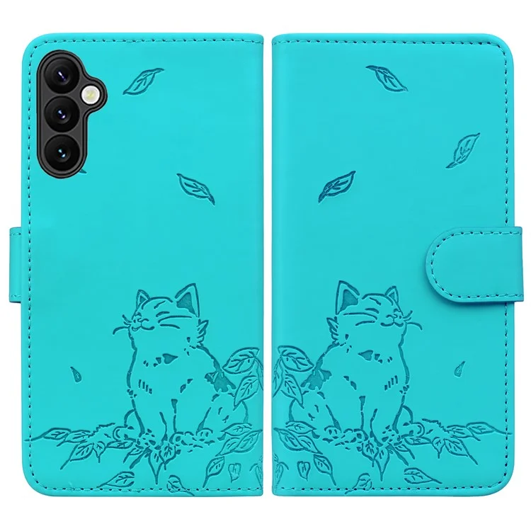 Per Samsung Galaxy A35 Case da Portafoglio da 5G Copertina di Telefono in Pelle Exprinted - Lake Blue