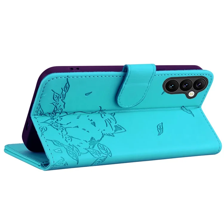 Per Samsung Galaxy A35 Case da Portafoglio da 5G Copertina di Telefono in Pelle Exprinted - Lake Blue