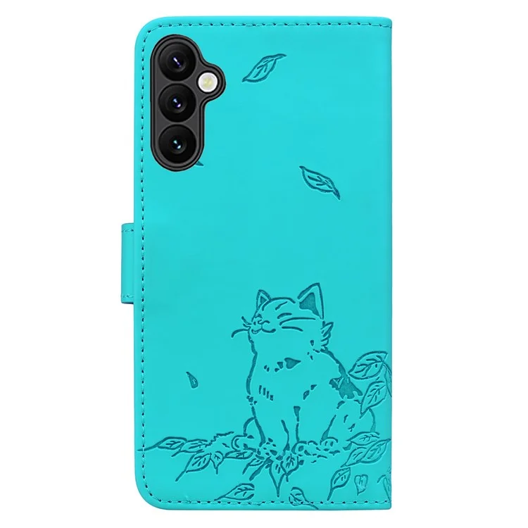 Per Samsung Galaxy A35 Case da Portafoglio da 5G Copertina di Telefono in Pelle Exprinted - Lake Blue