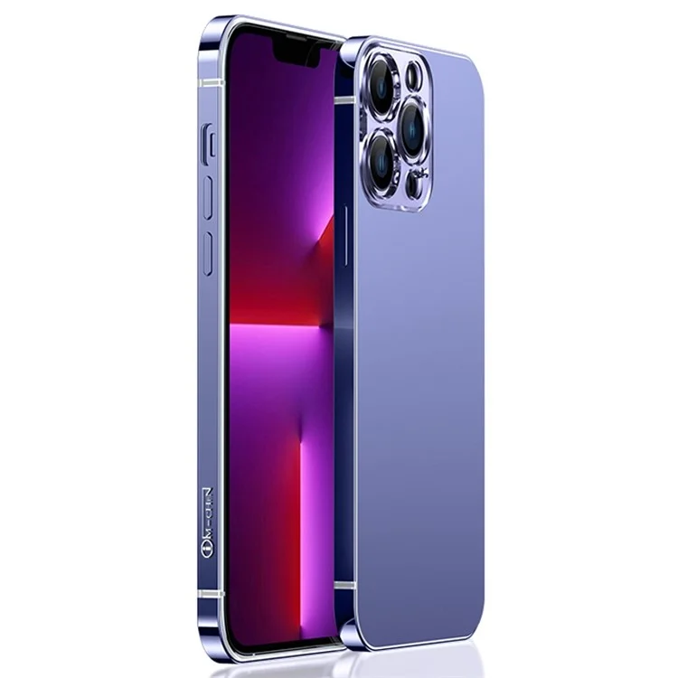Capa de Telefone Anti-arranhão Im-chen Para Iphone 13 Pro Máximo de 6,7 Polegadas à Prova de Choque Slim PC Traseiro de Aço Inoxidável Tampa do Telefone - Roxo