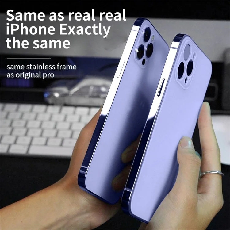 Capa de Telefone Anti-arranhão Im-chen Para Iphone 13 Pro Máximo de 6,7 Polegadas à Prova de Choque Slim PC Traseiro de Aço Inoxidável Tampa do Telefone - Roxo