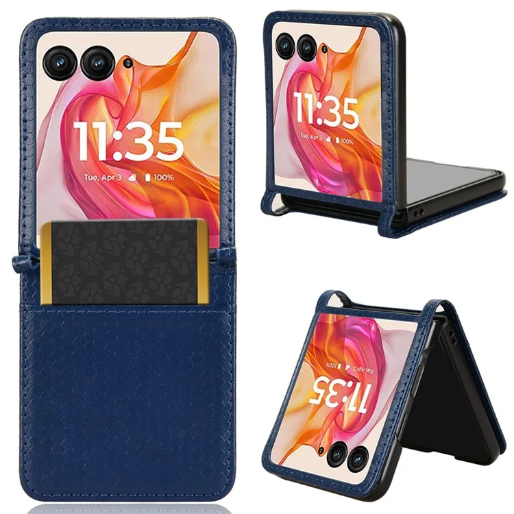 Pour Motorola Razr 50 Étui de Téléphone Ultra 5G Avec Porte-carte Poteur Imprested Porter Téléphone Couverture - Bleu Foncé