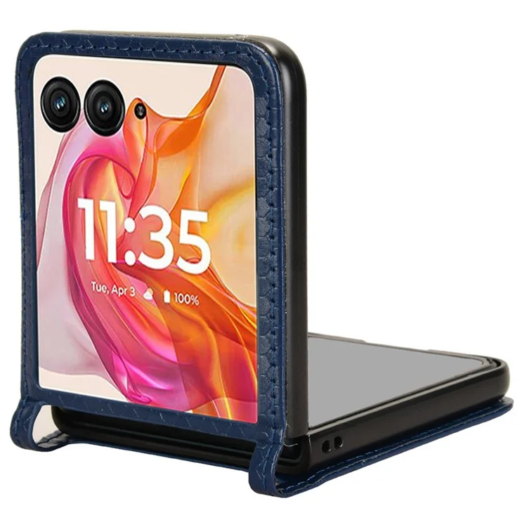 Pour Motorola Razr 50 Étui de Téléphone Ultra 5G Avec Porte-carte Poteur Imprested Porter Téléphone Couverture - Bleu Foncé