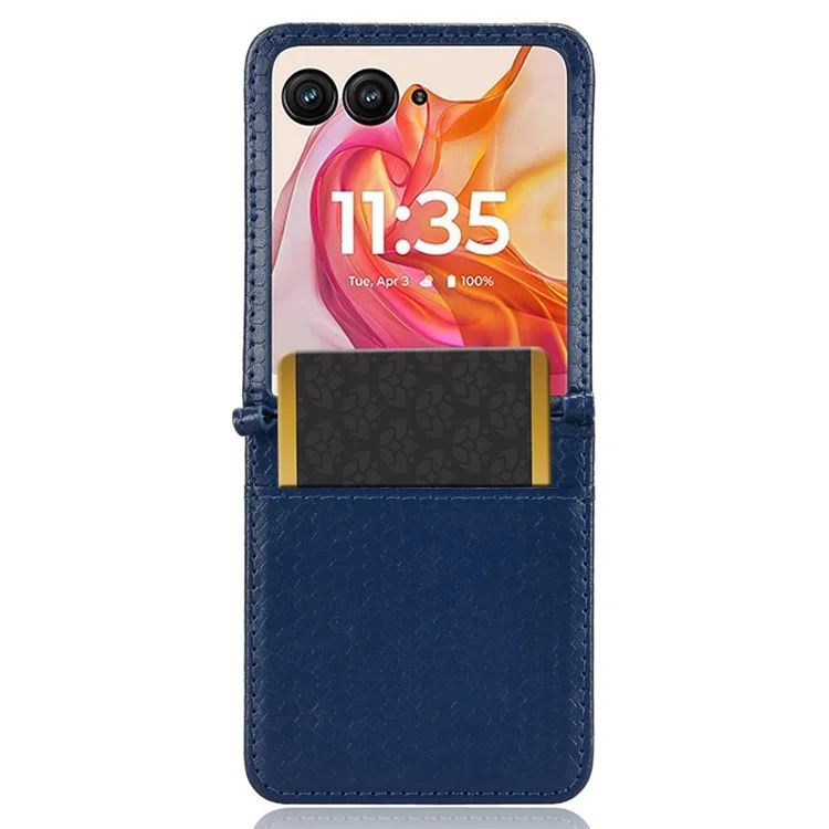 Pour Motorola Razr 50 Étui de Téléphone Ultra 5G Avec Porte-carte Poteur Imprested Porter Téléphone Couverture - Bleu Foncé