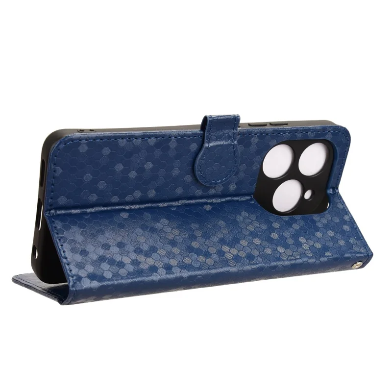 For Oukitel C50 Wallet Case Dot Pattern Imprint PU Leather Phone Cover - Dark Blue