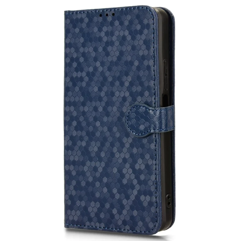 For Oukitel C50 Wallet Case Dot Pattern Imprint PU Leather Phone Cover - Dark Blue