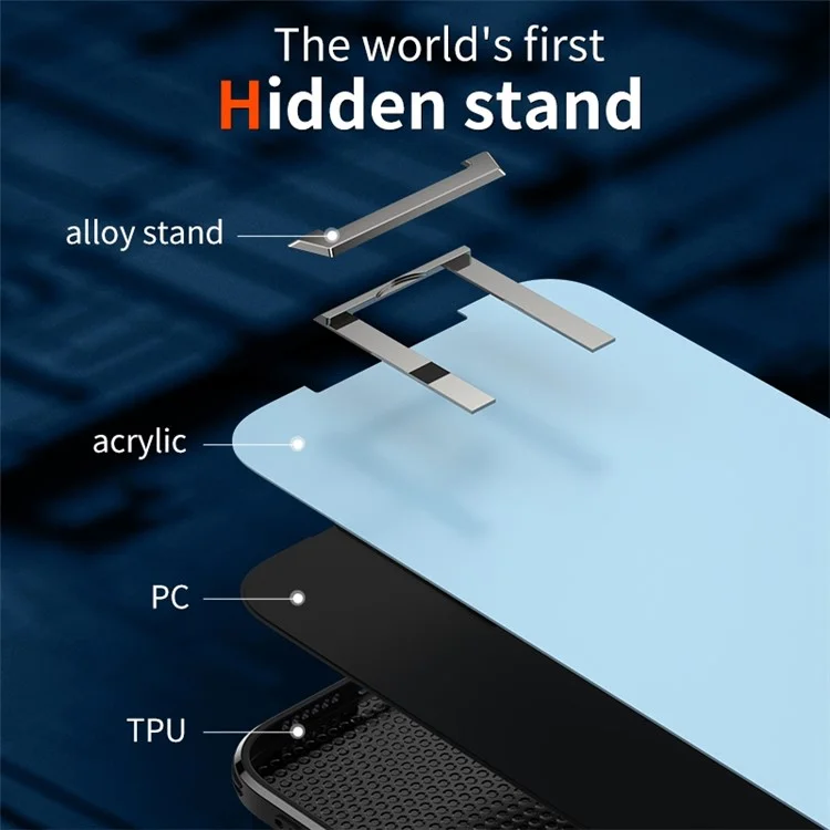 Shockproof Case for iPhone 14 Plus Ultra Slim Phone Case Anti-Drop TPU Acrylic Hard PC Phone Protector with Kickstand - Blue