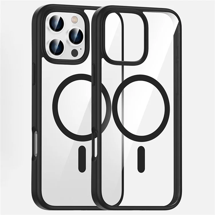 Для Iphone 16 Pro Case Clear Cover PC +tpu, Совместим с Magsafe - Черный