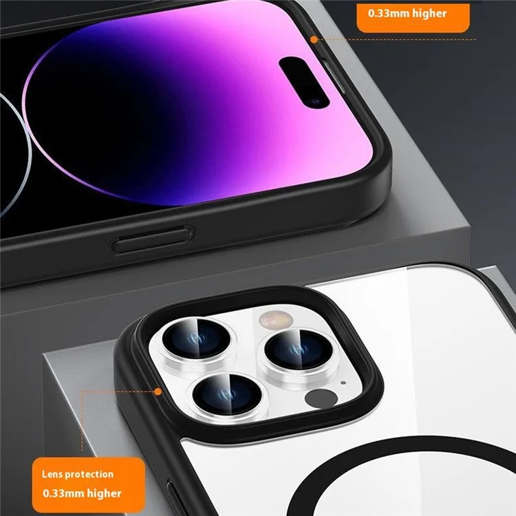 Для Iphone 16 Pro Case Clear Cover PC +tpu, Совместим с Magsafe - Черный