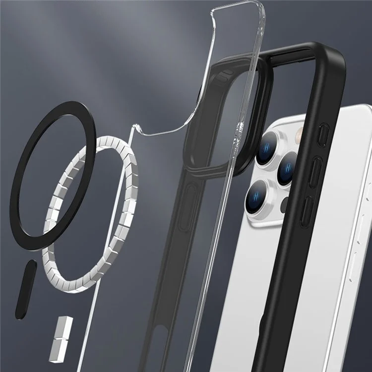 Для Iphone 16 Pro Case Clear Cover PC +tpu, Совместим с Magsafe - Черный
