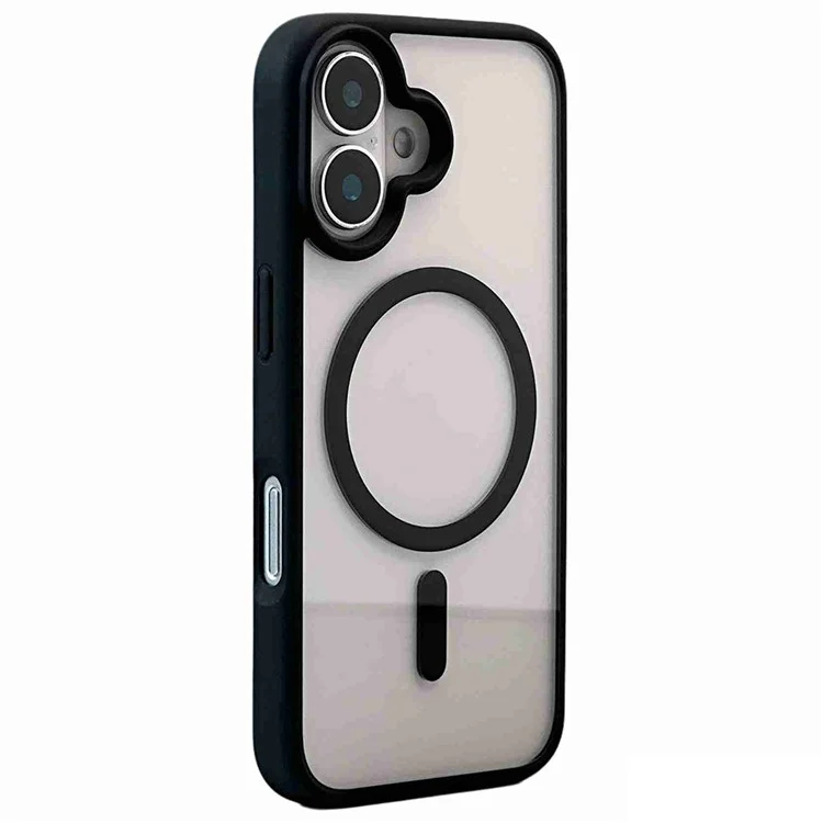 Para Iphone 16 Clear Phone Case PC +TPU Tapa Posterior Compatible Con Magsafe - Negro