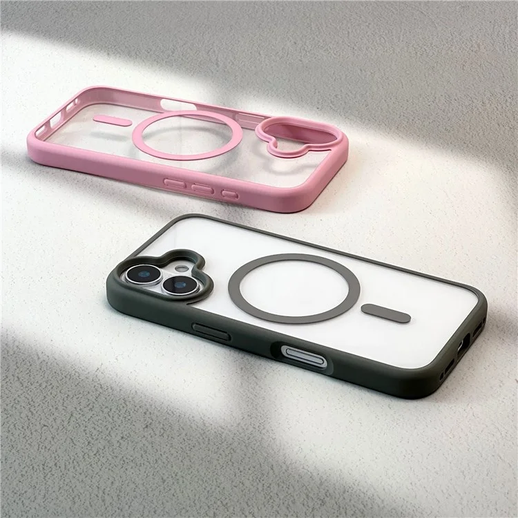 Para Iphone 16 Clear Phone Case PC +TPU Tapa Posterior Compatible Con Magsafe - Negro