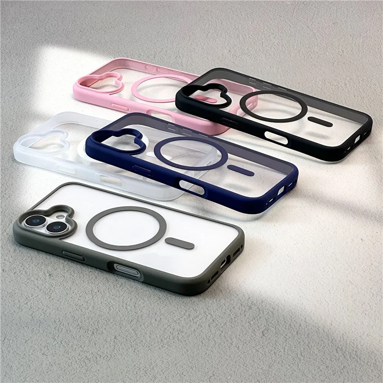 Para Iphone 16 Clear Phone Case PC +TPU Tapa Posterior Compatible Con Magsafe - Negro