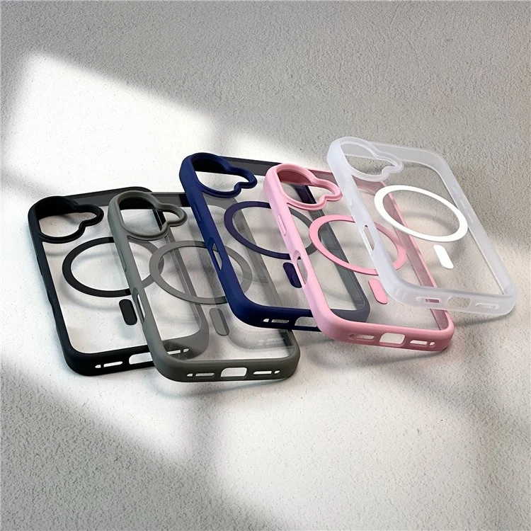 Para Iphone 16 Clear Phone Case PC +TPU Tapa Posterior Compatible Con Magsafe - Negro