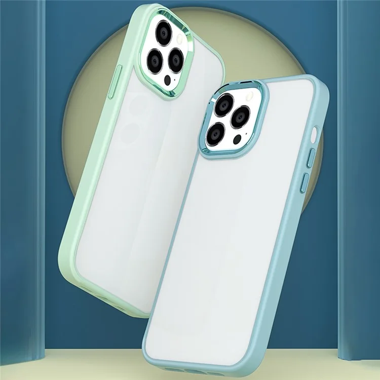 Para Iphone 16 Pro Max Clear Telephone Case PC+Silicone Shock -profunda Trasera - Azul