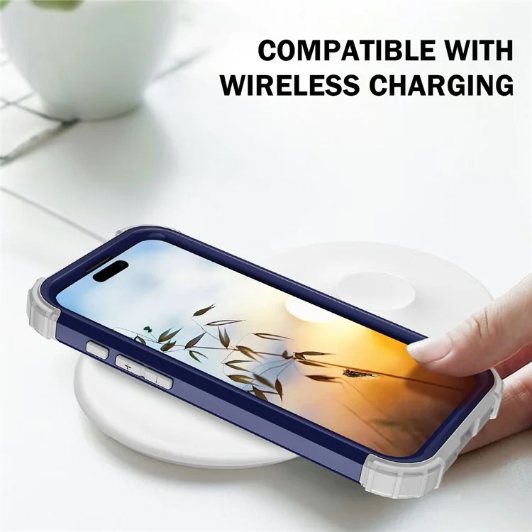 Estilo l Para Iphone 16 Plus Case Shockproof PC + Teléfono de Silicona - Azul Marino / Gris Oscuro