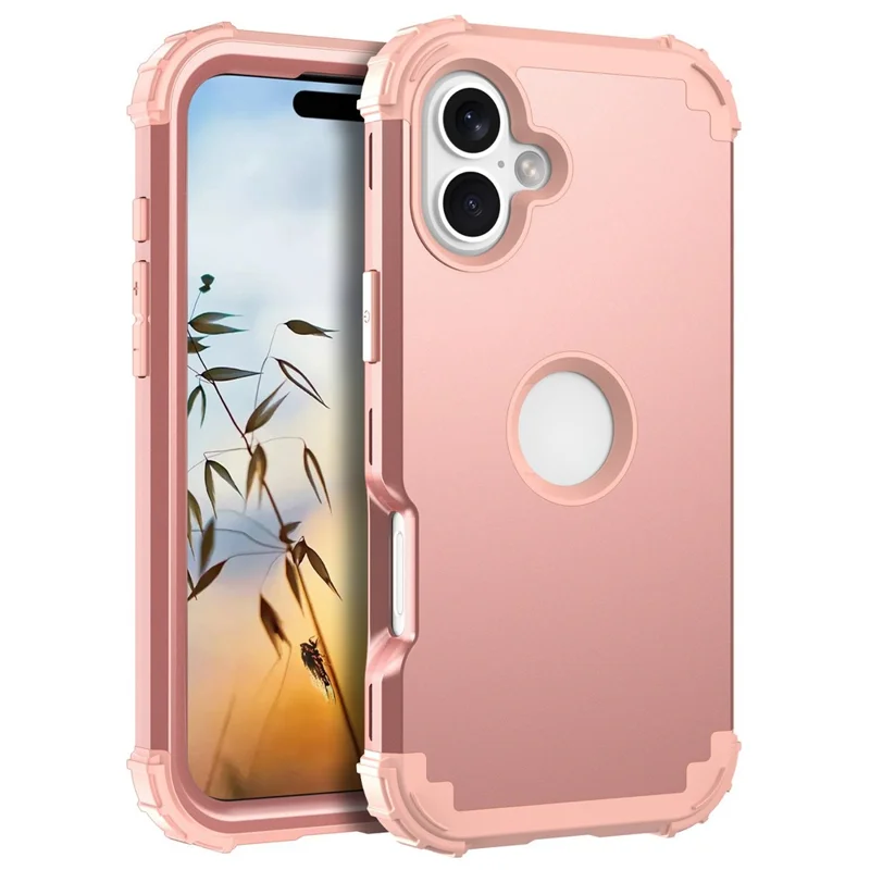 L-Style For iPhone 16 Plus Case Shockproof PC + TPU Phone Back Cover - Rose Gold