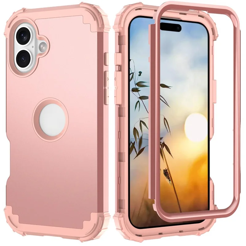 L-Style For iPhone 16 Plus Case Shockproof PC + TPU Phone Back Cover - Rose Gold