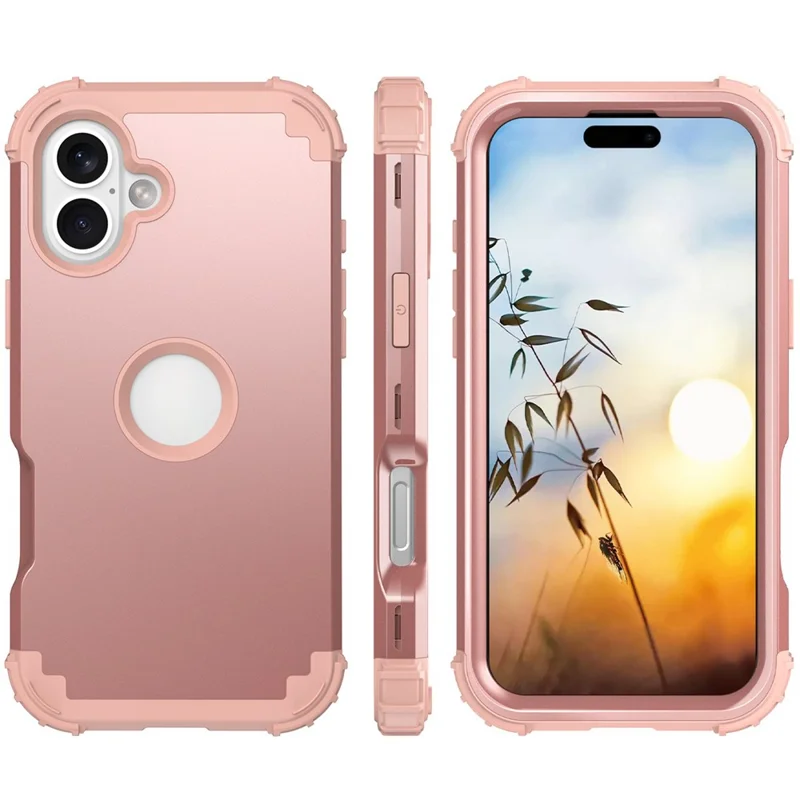 L-Style For iPhone 16 Plus Case Shockproof PC + TPU Phone Back Cover - Rose Gold