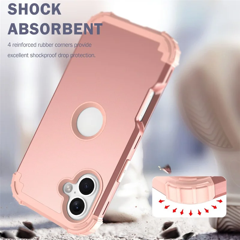 L-Style For iPhone 16 Plus Case Shockproof PC + TPU Phone Back Cover - Rose Gold