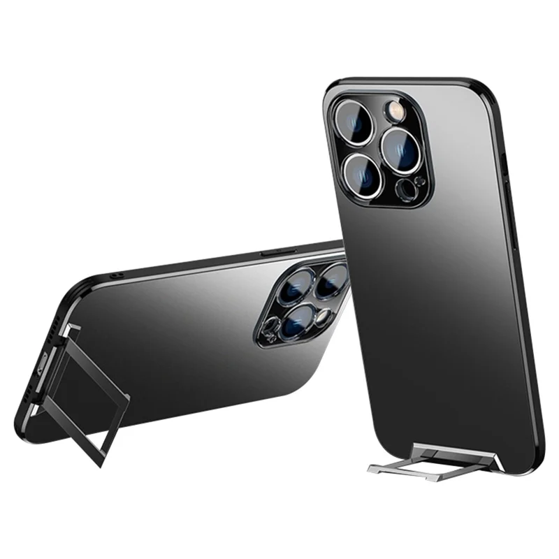 Protective Case for iPhone 14 Pro Shockproof Anti-Drop Phone Case TPU Acrylic Hard PC Phone Cover with Hidden Kickstand - Black