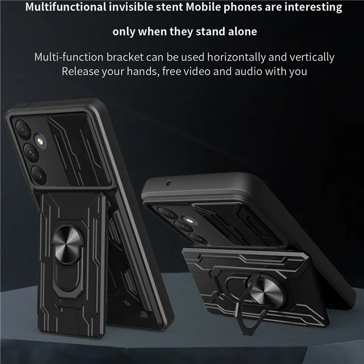 Pour Samsung Galaxy A55 5G Case pc + Tpu Téléphone Téléphone Couverture Avec Curseur de L'appareil Photo - Noir