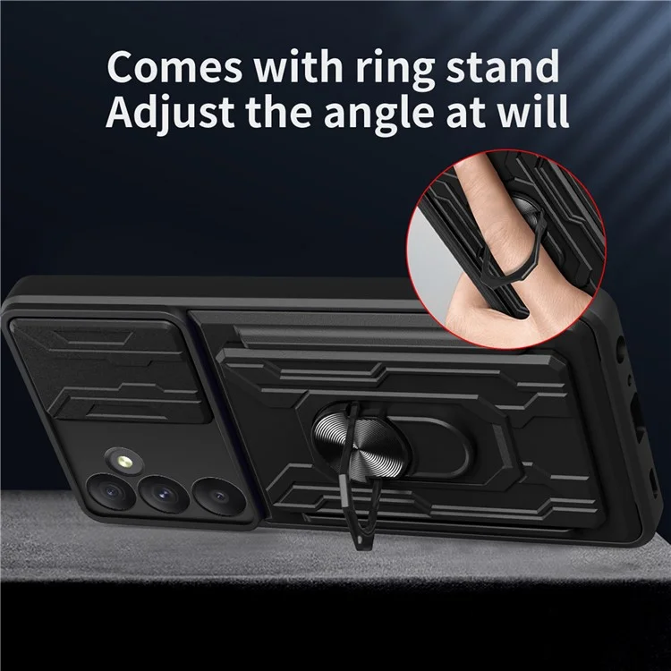 Pour Samsung Galaxy A55 5G Case pc + Tpu Téléphone Téléphone Couverture Avec Curseur de L'appareil Photo - Noir