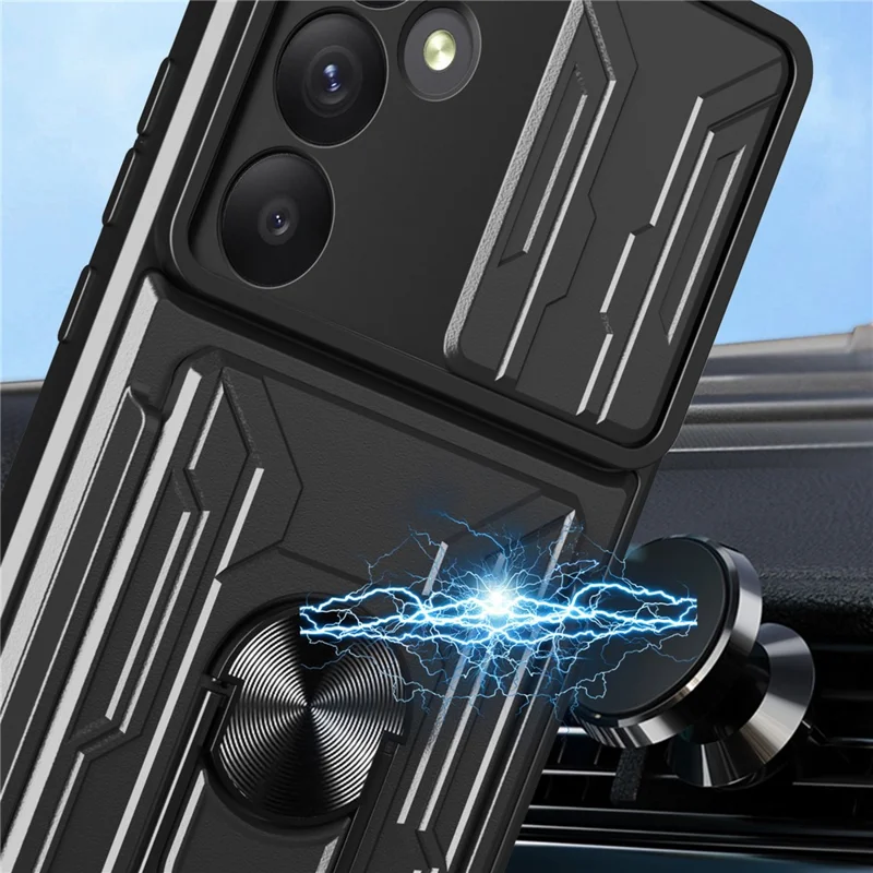 For Samsung Galaxy A55 5G Case PC+TPU Kickstand Phone Back Cover with Camera Slider - Blackish Green