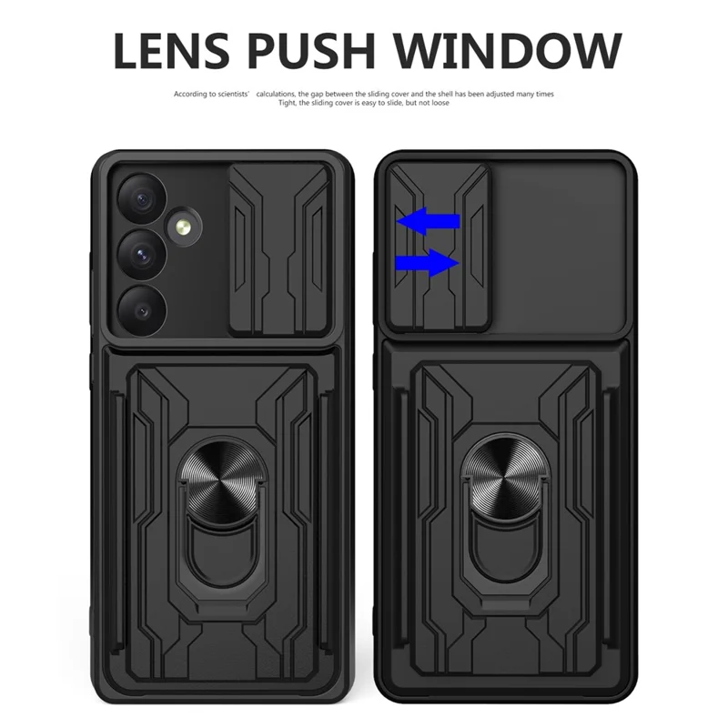 For Samsung Galaxy A55 5G Case PC+TPU Kickstand Phone Back Cover with Camera Slider - Blackish Green